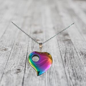 Rainbow Titanium Heart Hypoallergenic Necklace #7102